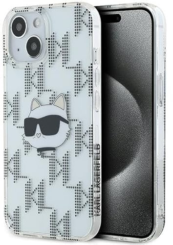 CG MOBILE Karl Lagerfeld KLHCP15SHKLPCHT Hülle für iPhone 15/14 / 13 6.1 transparent hardcase IML Choupette Head & Monogram