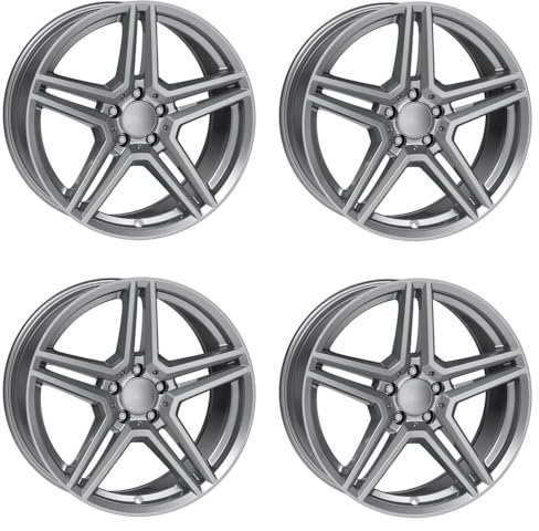 4x Rial Felgen Alufelgen M10 7.5Jx18 ET33 5x112 metal-grey kompatibel mit MERCEDES-BENZ A B C 43 C 450 C43 AMG 4Matic C CLC CLK E GLA 45 GL