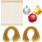 AUGSUN Weihnachtskugeln Aufhänger Haken, 200 Stück Christbaumkugel Aufhänger Haken mit Druckknopf Kugel Aufhänger für Christbaumkugeln Weihnachten Deko(Gold)