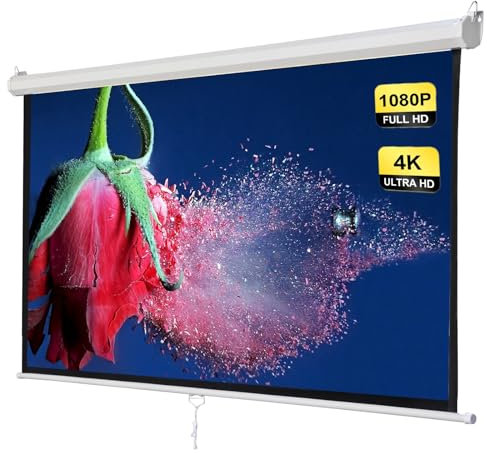 Écran De Projection Manuel, 60 Toile Videoprojecteur Enroulable Rétractable, Fixation Mur Ou Plafond pour Home Cinéma Et Entreprise, Projector Screen avec Verrouillage Automatique(4:3)