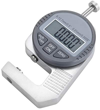 Calibro Digitale per Lamiera Spessimetro Digitale Calibro di Spessore LCD 0-12 7mm/0 Misuratore 5, Risoluzione 0,01 Mm/0,0005, Misura Piatta, Acciaio Inossidabile,