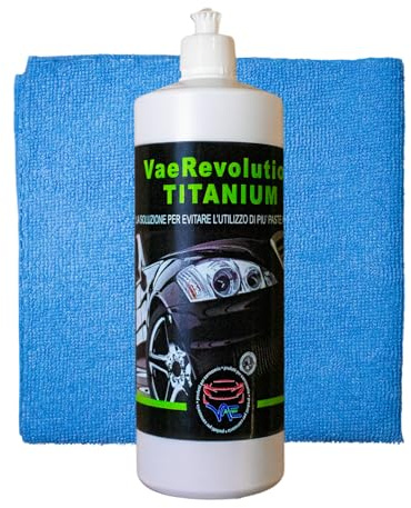 VAE Revolution Titanium Pasta Correttiva e Lucidante per Carrozzeria 500 gr con Panno in Microfibra, Formula Professionale con Silicio e Oli Vegetali, Taglio e Lucidatura in un Solo Passaggio