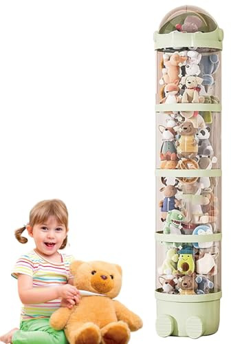 Stuffed Animal Storage Tube, Clear Bucket Toy Organizer, Stuffed Animal Doll Storage Holder Standing, Stackable Soft Toy Organizer, Standing Storage Basket, Easy To Use, Portable for Bedroom