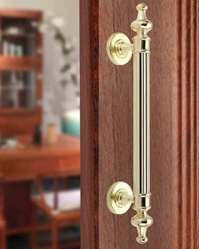 WhamtL Türgriff Robuster Antiker Scheunentorgriff, Dekorative Schiebetürgriffe im Vintage-Retro-Stil, Edelstahl-Beschlagsatz für Gewerbliche Türgriffe(Gold,25cm (9 7/8))