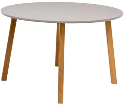POSNORD Runder Couchtisch 80 cm für Wohnzimmer - Beistelltisch aus MDF mit Buchenholzbeinen - Skandinavischer Kaffeetisch mit Lackierter Oberfläche Beige