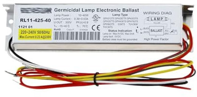 ZMZYELPECB Balastos electrónicos for lámpara germicida de 40 W, balasto UV T5 for GPH436T5L, GPH793T5L, GPH843T5L, G36T5L, TUV36WT5, TUVPL-L36W, RL11-425-40