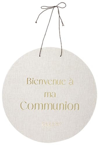 Artyfêtes Générique - Panneau Carton Bienvenue Communion Or 38CM Lin
