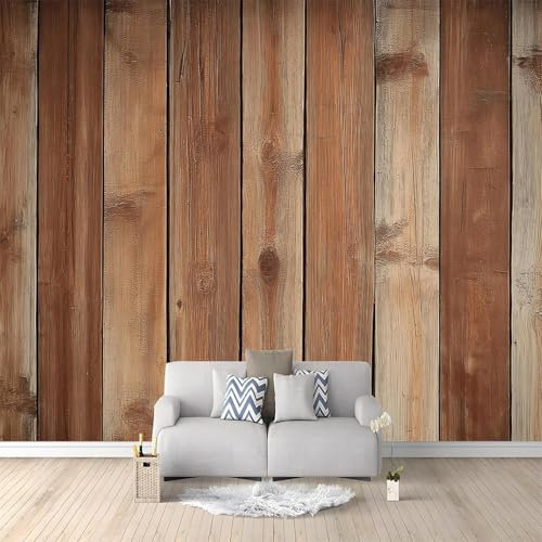 Papier Peint Effet Bois 3D Auto Adhesif Panoramique Mural Vintage Papier Peint en Soie Poster XXL Décoration Murale Salon Chambre 400x280 cm A-0490