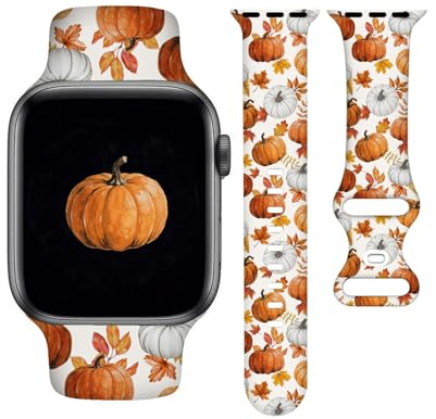 Christmas Halloween Watch Band Compatible With Watch 38mm 40mm 41mm 42mm 44mm, Thanksgiving Day Holiday Silicone Strap Replacement Wristbands for iWatch Bands Series 10 9 8 7 6 5 4 3 SE Ultra