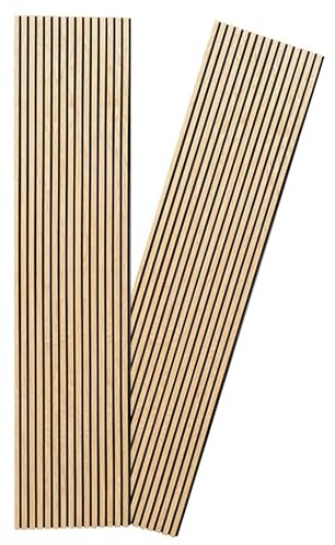 Vivodo Akustikpaneele | Farbe: Eiche | Wandpaneele in verschiedenen Formaten | Deko Wohnzimmer | Wanddeko in Holz | Akustik Paneele Wand | Lamellenwand (300 x 60 cm - 2 Stk.)