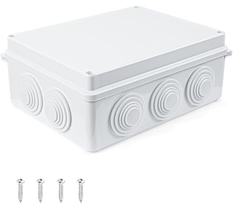 1 Stk Abzweigdose Aufputz Verteilerdose Aufputz, Verteilerdose Außen Wasserdicht IP65, Abzweigkasten Verteilerkasten Außen Wasserdicht, Elektrische Box Elektro Projekt Gehäuse(Weiß,200 x 155 x 80mm)