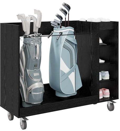 vidaXL Golf Schrank Mit Rad Uni Schwarz Eichen-Optik 120 x 45 x 98 cm