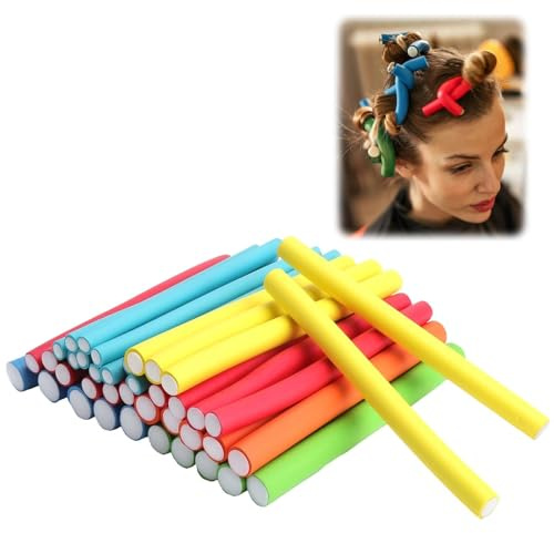 40 Bigudies para Rizar el Pelo, Flexibles Rulos para el Pelo Varillas Twist | Rizador de Pelo sin Calor para Cabello Largo, Corto, Rizador Pelo para Dormir Durante(Color aleatorio)