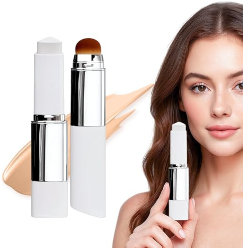 Color Changing Foundation Stick, 2026 Neu 2-in-1 Farbwechselnder Foundation Stick, White Foundation mit Pinsel, Korean Foundation Makeup, Gesichtsgrundierung für Alle Hauttypen (03# Dark)
