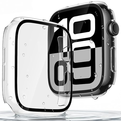 Recata wasserdichte Schutzhülle für Apple Watch Series 11 / Series 10 42mm | 2 Stück Harte Hülle mit Gehärtetem Glas Displayschutz für S11/S10, Ultradünne, Kratzfeste und Stoßfeste Case, Transparent