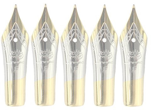Gullor 5PCS Fountain Pen Nibs Fit Jinhao 250/301/500/5099/8802/9009/5000, Gold, Fine Nib