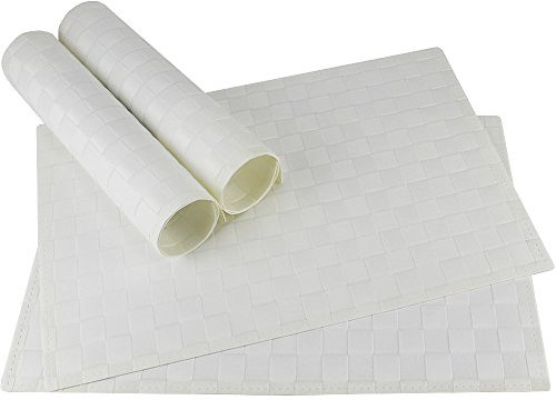 matches21 Tischset Platzset MODERN Platzmatten 4er Set geflochten Kunststoff 45x30 cm Weiß/abwaschbar