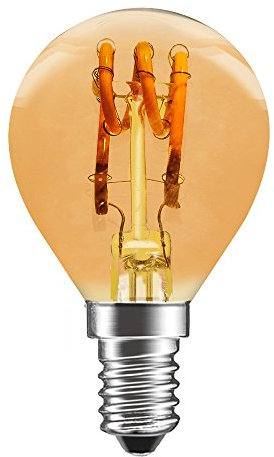 NCC-Licht LED Spiral Filament 3W = 15W E14 klar gold gelüstert extra warmweiß 1800K DIMMBAR (Tropfen E14)