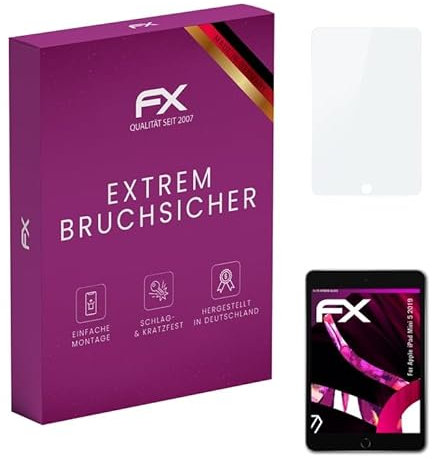 atFoliX Glasfolie kompatibel mit Apple iPad Mini 5 2019 Panzerfolie, 9H Hybrid-Glass FX Schutzpanzer Folie