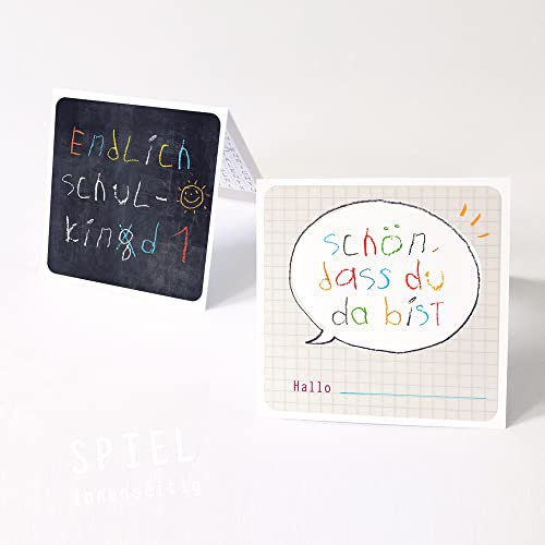 Tischkarten 5er-Set Platzkarten EINSCHULUNG SCHULKING ÄH SCHULKIND TAFEL mit SPIEL, Einschulung, Schulanfang