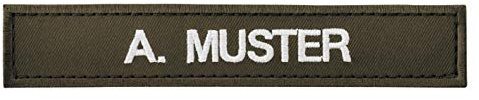 PACOTEX Namensschild bestickt mit eigenem Namen personalisiert Stickschild in vielen Größen und Farben mit Klett (150x25mm, nato oliv)