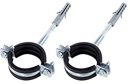 (2 Stück) Anti-Vibrations-Einzelrohr-Klammern aus Metall, mit Gummi ausgekleidet, für Rohre mit einem Durchmesser von 40–45 mm, 2 Stück