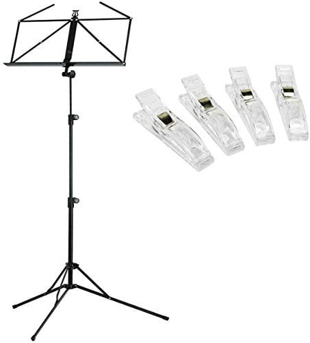 K&M 100/5 Notenständer Notenpult Schwarz + keepdrum 4 Notenklammern