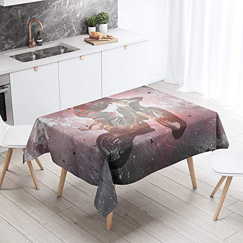 FANSU Rechteck Tischdecke Polyester 3D Motorrad Stil,Wasserdicht Tischwäsche Pflegeleicht Abwaschbar Tischtuch-Viele Größe Farbe Wählbar (Funke,140x220cm)