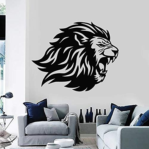NSRJDSYT Löwenkopf Wandtattoo Angry Predator King Stammestier Vinyl Wandaufkleber Teen Schlafzimmer Mann Höhle Bar Innendekor Wandbild 42x52cm
