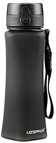 Golfball-Uhu Curved Trinkflasche Wasserflasche 0,7L Tritan BPA-Frei für Sport Fitness Outdoor Büro Auslaufsicher Flip-Top-Deckel Früchtesieb (Schwarz)