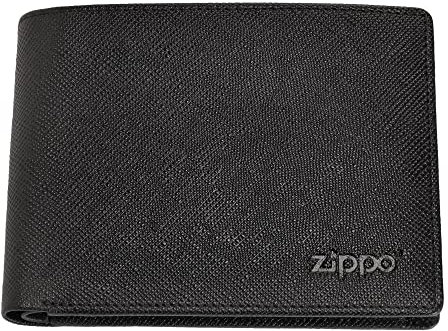 Zippo - Portefeuille en Cuir Saffiano, Noir, Porte-Monnaie Anti-RFID, Compartiment À Pièces, Idéal pour Cartes Bancaires Et Billets, pour Homme Et Femme