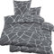 KH-Haushaltshandel 4-TLG. Seersucker Bettwäsche 2X 135x200 +80x80cm, grau, Mosaik, bügelfrei, Microfaser (60379)