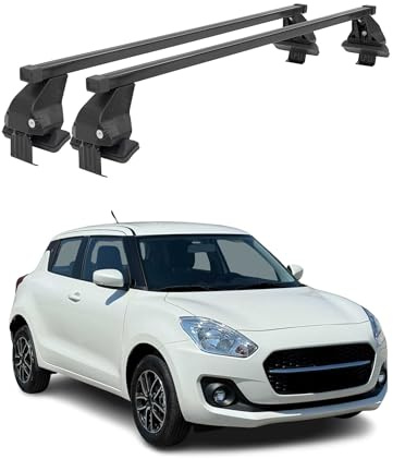 OMAC Menabo Dachträger für Suzuki Swift 2017-2024 Stahl Schwarz | DIN 75302:2019 & ISO/PAS 11154:2006 geprüft, Abschließbar, City-Crash-getestet, bis 50 kg Traglast, Querträger, Grundträger