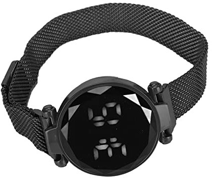 Montre Numérique pour Femme, Montre-bracelet en Alliage, Montre pour Femme, écran Tactile, Montres électroniques, Montre D'affaires pour Femme, Montre LED Numérique en Verre étanche pour(Le noir)
