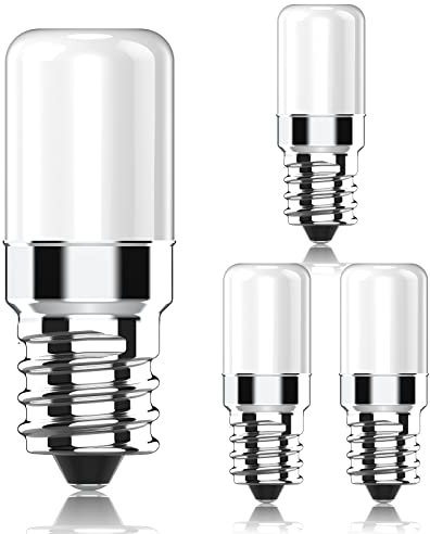 Cxyemt E14 Small LED Light Bulb Fridge Lamp, 2W Equivalent to 20W Halogen, 6000K Cool White Mini LED Bulbs for Fridge, Range Hood and Night Light, Non-dimmable, 4 Pack