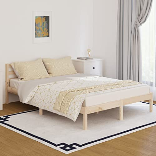 WIFESE Doppelbett Massivholzbett Kiefer 140x200 cm Braun Jugendbett Bettgestell Betten Palettenbett Bettrahmen mit Komfortables Kopfteil Moderner Stil Langlebig Geeignet für Jedes Schlafzimmer