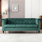 3-Sitzer Sofa Chesterfield mit edler Knopfheftung und typischen Armlehnen 3-Sitzer Sofa, Couch für Wohnzimmer, Bezug aus Samt, für Wohnungen, Holzgestell, Metallbeine, einfacher Aufbau (grün)