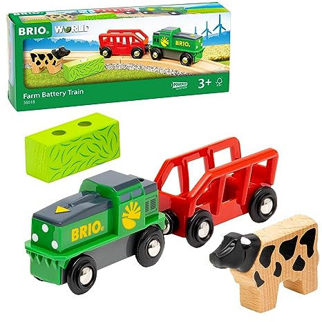 BRIO World - 36018 Bauernhof-Batteriezug - Batteriebetriebener Spielzeugzug für Kinder ab 3 Jahren