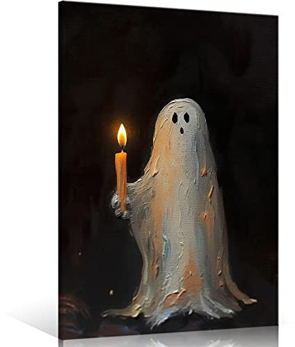 Gotische Leinwand Wandkunst Gruselige Dekor Druck Goth Poster Gemälde Retro Geist Dark Academia Halloween Geschenke Home Wanddekoration für Emo-Raum Schlafzimmer 30,5 x 40,6 cm eingewickelt gerahmt