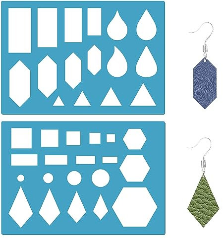 GORGECRAFT 2 Stile Tropfen-Ohrringe-Schablone Geometrie-Schablone Wiederverwendbar Rechteckig Dreieckig Ausschnitte Schneideschablonen Lapidar-Vorlagen Für Armbänder Ohrringe Schmuckherstellung