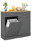 COSTWAY Sideboard with Trash Bin Hamper, Rubber Wood Top Tilt-out Trash Cabinet, Freestanding Storage Cupboard Unit for Kitchen Laundry, No Trash Can (Grey)