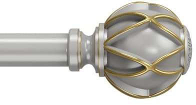 Curtain Poles,Top Thick Tube, Never Bend, Adjustable Single Drapery Pole 45 to 369 cm (17.7-145.3 inch), Silver Curtain Poles for Windows 40 to 364 cm