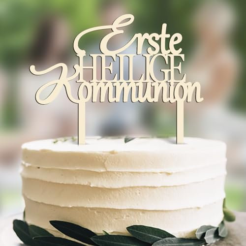 Cake Topper Holz - Erste Heilige Kommunion, Torten Topper Tortendeko, Tortendeko Party Dekoration Supplies für Junge Mädchen