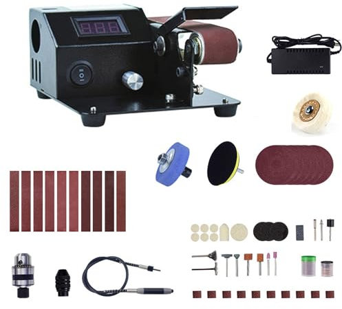 Home Desktop Belt Sander, Mini 13000rpm Smart Knife Sharpener, 61pcs DIY Multifunctional Polishing/Grinding/Engraving/Edging Machine, Angle Adjustable
