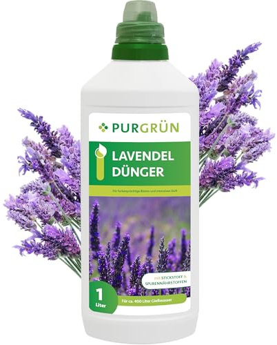 Purgrün® Lavendel-Dünger 1 Liter – Intensive Blütenbildung dank Spurennährstoffen – Stärkt die Widerstandskraft mit extra Kalium – Premium-Flüssigdünger für 400 Liter Gießwasser