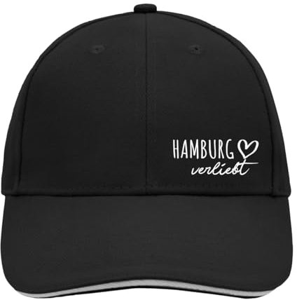 Huuraa Cappy Mütze Hamburg verliebt Geschenk Black/Light Grey Hamburg Präsent