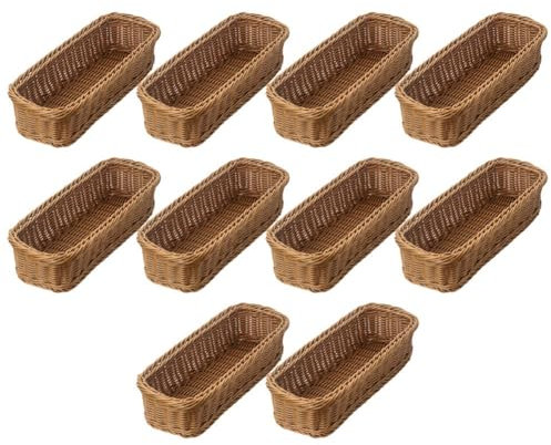 Bcowtte 10 x Desktop Cutlery Storage Basket Woven Basket Restaurant Tableware Drain Storage Box Crockery Storage Basket