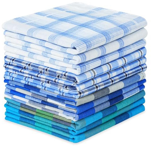 AUYAO Taschentücher Herren, 12 Stück Baumwolle Stofftaschentücher Set, Traditionelle Taschentücher Stoff Herren Handkerchief, Wiederverwendbar Herrentaschentücher, 40cm x 40cm(A)