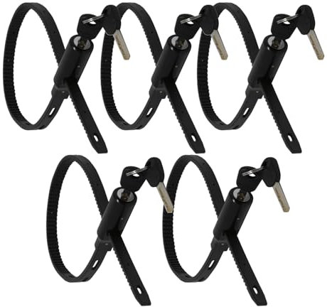 Urban August Adjustable Zip Tie Lock for Refrigerator Door Cabinet Bike Stroller Helmet - Multi-Purpose Keyed French Door Lock - Stainless Steel Fridge Lock with Key (5 Pack Keyed Alike)