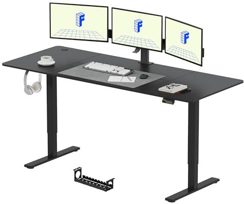 FLEXISPOT Electric Standing Desk Height Adjustable Standing Desk Home Office Desk Black 200x80cm